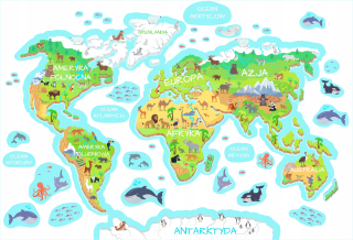 Detské samolepky na stenu - Wall nálepka World Map 68x100