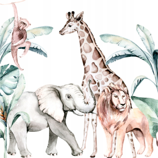 Detské samolepky na stenu - Wall Sticker Safari Jungle Lion slon žirafa