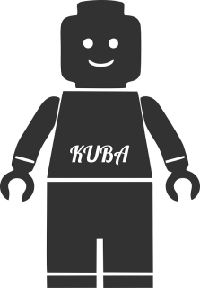 Detské samolepky na stenu - Nástenný výjav Lego muž s názvom nálepkami