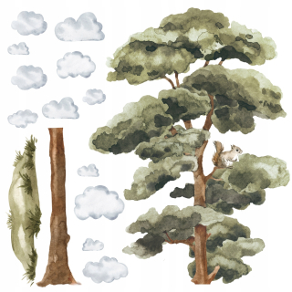 Detské samolepky na stenu - Nástenný výjav Deti Priatelia Tree Tree Forest