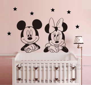 Detské samolepky na stenu - Wall Samolepka Mouse Minnie a Mickey múr