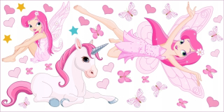 Detské samolepky na stenu - Samolepky pre deti 120cm Unicorn Fairies 22