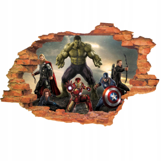 Detské samolepky na stenu - 3D samolepky na stenu Avengers pre deti otvor