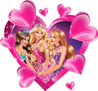 Detské samolepky na stenu - 3D steny samolepky Barbie 70x65cm rozprávka srdca