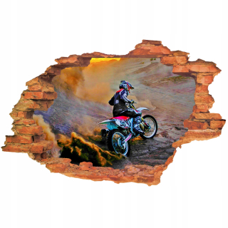 Detské samolepky na stenu - 3D samolepky na stenu Cross Enduro diera Motors