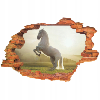 Detské samolepky na stenu - Samolepky na stenu 3D HORSES diera KRAJINNÝ pohľad