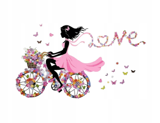 Detské samolepky na stenu - Samolepky na stenu Girl Rozprávkové Bike Flowers