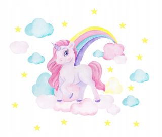 Detské samolepky na stenu - Samolepky na stenu Unicorn Dúha Clouds 100x100