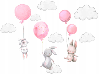 Detské samolepky na stenu - Nástenné nálepky Bunny Balóny pre deti 100