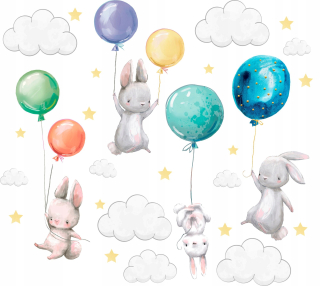 Detské samolepky na stenu - Samolepky na stenu Bunny Balóny pre deti L