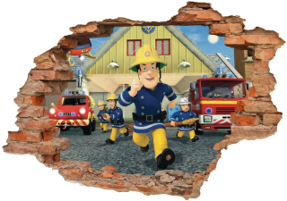 Detské samolepky na stenu - Samolepky na Požiarnik Sam a ďalšie 3D 160x110cm