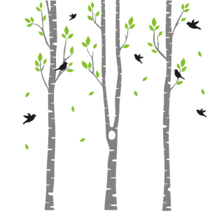 Detské samolepky na stenu - Nástenné nálepky Birch Tree Forest Sticker 250
