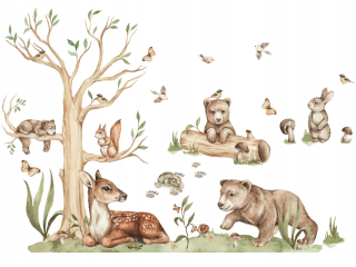 Detské samolepky na stenu - Samolepky na stenu pre deti Forest Family XXL