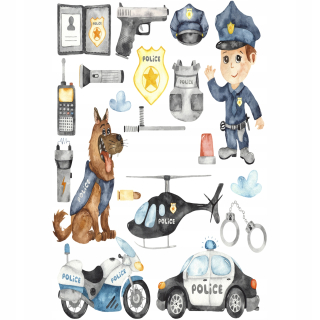 Detské samolepky na stenu - Samolepky na stenu pre deti policajné policajné auto