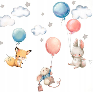 Detské samolepky na stenu - Samolepky na stenu zajačik Bunny Bufety Balloons