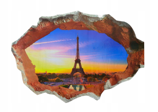 Detské samolepky na stenu - Nástenné samolepky na stenu zobraziť 3D Paríž veža