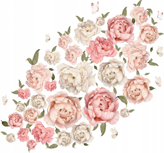 Detské samolepky na stenu - Sada samolepiek na stenu Flowers Pivoňky 2 100x200