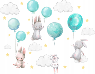 Detské samolepky na stenu - Samolepky na stenu Bunny Balóny pre deti 100 2