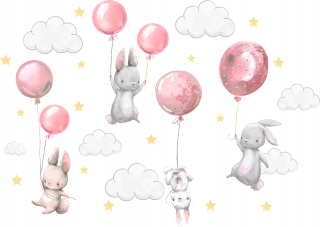 Detské samolepky na stenu - Samolepky na stenu Bunny Balóny pre deti 100 3