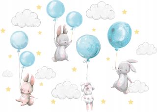 Detské samolepky na stenu - Nástenné nálepky Bunny Balóny pre deti 100 4