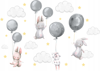 Detské samolepky na stenu - Samolepky na stenu Bunny Balóny pre deti 100 5