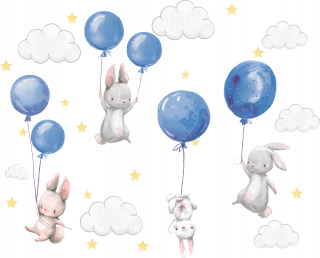 Detské samolepky na stenu - Samolepky na stenu Bunny Balóny pre deti 100 6