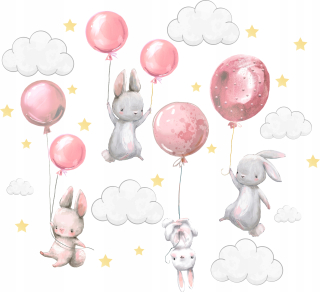 Detské samolepky na stenu - Samolepky na stenu Bunny Balóny pre deti 150 3