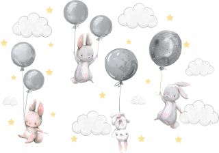 Detské samolepky na stenu - Samolepky na stenu Bunny Balóny pre deti 150 5