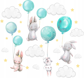 Detské samolepky na stenu - Samolepky na stenu Bunny Balóny pre deti 200 2
