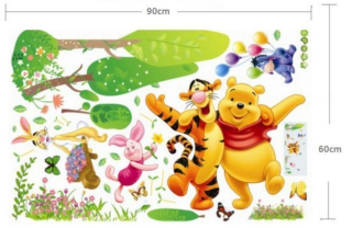 Detské samolepky na stenu - Samolepky na stenu Medvedík Pú Mega Big Sheet