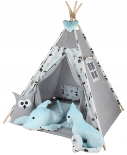 Detský stan - TIPI STENT TEEPEEE PUFFETS + SRDCE