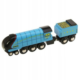 Dráha pre deti, stavebnica - Modrá parná lokomotíva Mallard, Bigjigs Rail