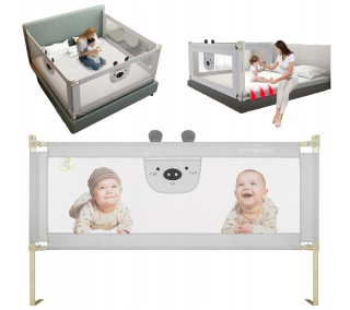 Ochranná zábrana do postieľky medvedíka Primabobo, šedá, 200 cm