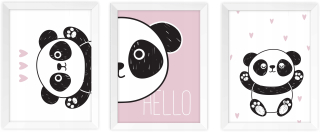 Obraz do detskej izby - Panda Sada troch Plagáty A3 + Frames!