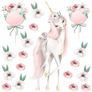 Detské samolepky na stenu - Pastel Unicorn steny nálepky vzor.3