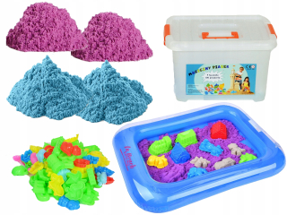 Kinetický piesok - Kinetická piesok 4kg + Sandbox + 100 formy