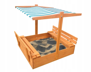 Pieskovisko - Sandbox Sklopenie 150cm strešné skladacie lavičky