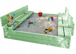 Pieskovisko - Sandbox zatvorená s lavicou 120 x 120 + zadarmo