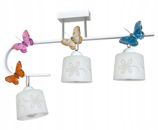 Luster do detskej izby - Krásna lampa závesné pre dievčatko motýľ 3 biely