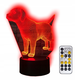 Nočná lampa do detskej izby - Dog nočná lampa 3D LED + diaľkové