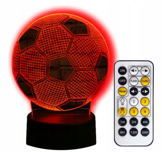 Nočná lampa do detskej izby - Soccer nočná lampa 3D LED + Pilot darček
