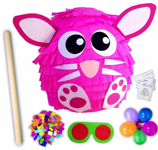Pins Rabbit Pink + 5Gratives Pinata narodeniny