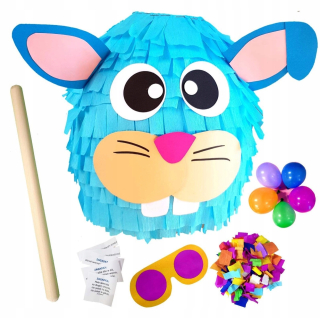 Pinata Zając Modrá + 5Gratives Pinata narodeniny