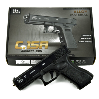 Pištoľ pre deti - GLOCK 19 GUN METAL REPLICA 1 000 guličiek ZADARMO