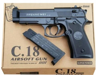 Pištoľ pre deti - Pištoľ na kov guľový Beretta C18 Replika 6mm