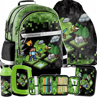 Viackomorový školský batoh Minecraft Paso Multicolored 22 rokov