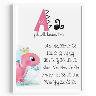 Obraz do detskej izby - Vzdelávacie plagát Dinosaurs Alphabet A3 Frame