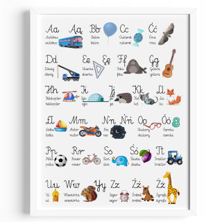 Obraz do detskej izby - Vzdelávacie plagát Plagáty Boy Alphabet A3 Frame