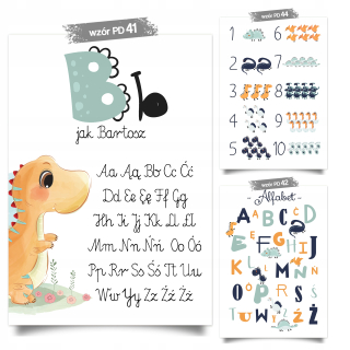 Obraz do detskej izby - Vzdelávacie plagát Plagáty Dinosaury abeceda čísla