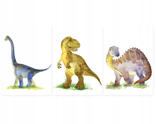 Obraz do detskej izby - Plagáty, Detské obrázky Dinosaury set 3xA3